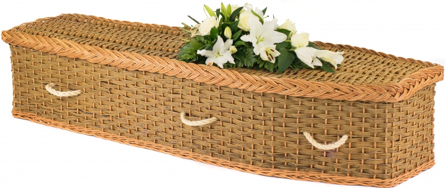 English Willow Eco2 Traditional Coffin in Green